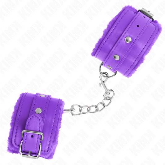 KINK - PREMIUM PURPLE FUR LINED WRIST RESTS WITH ADJUSTABLE PURPLE BELT 17-29 CM X 6 CM