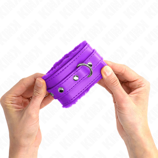 KINK - PREMIUM PURPLE FUR LINED WRIST RESTS WITH ADJUSTABLE PURPLE BELT 17-29 CM X 6 CM
