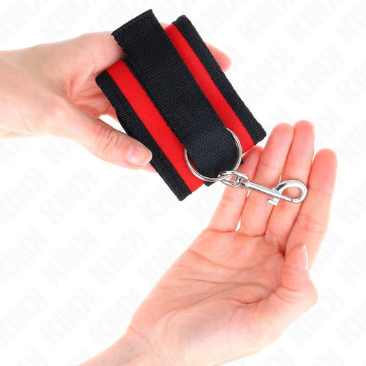 KINK - RED-BLACK NYLON HOOK &amp; LOOP WRIST CUFFS MODEL 2 ADJUSTABLE 18-35 CM X 6 CM