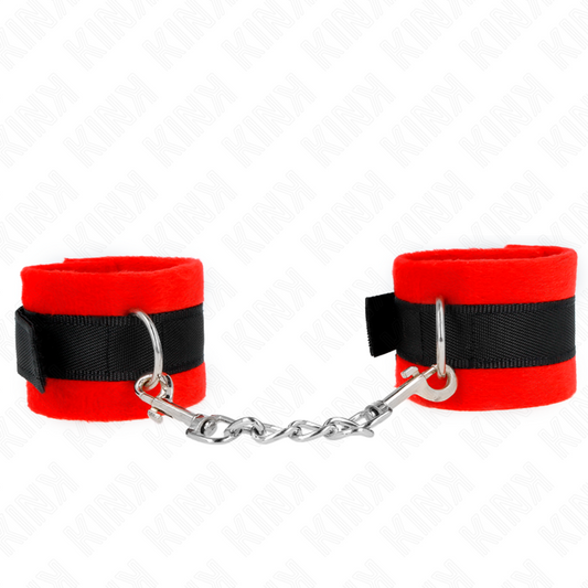 KINK - BLACK-RED FUR BEGINNER CUFF WARMERS 30 X 7 CM