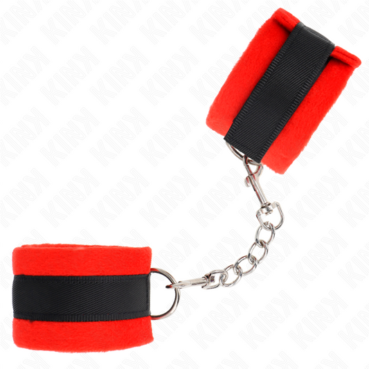KINK - BLACK-RED FUR BEGINNER CUFF WARMERS 30 X 7 CM