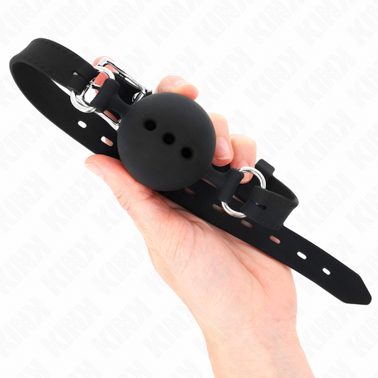 KINK - BASTÃO DE SILICONE INTEIRO 55 x 2 CM COM BOLA DE 4,5 CM TAMANHO M PRETO AJUSTÁVEL 35-51 CM