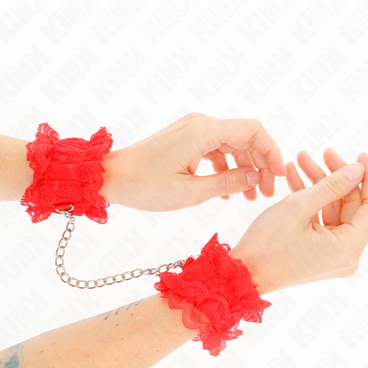 KINK - ACESSÓRIOS DE PUNHO ELÁSTICO DE RENDA VERMELHA