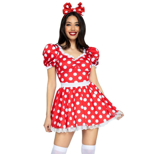 LEG AVENUE - POLKA DOT DRESS + RED/WHITE HEADBAND M