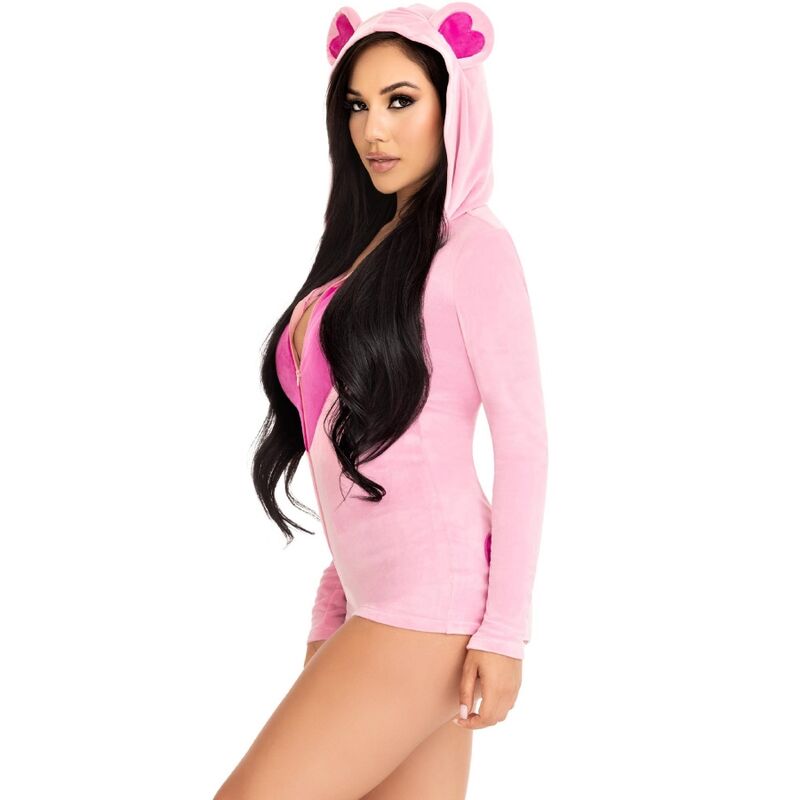 LEG AVENUE - PINK TEDDY BEAR VELVET BODY S
