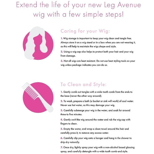 LEG AVENUE - LONG STRAIGHT FRINGE PINK WIG