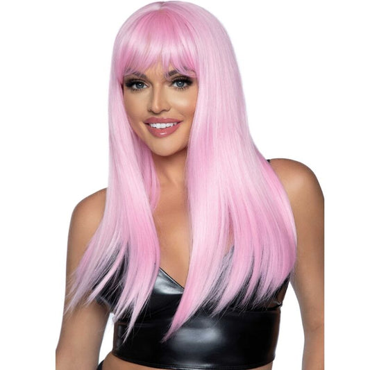 LEG AVENUE - LONG STRAIGHT FRINGE PINK WIG