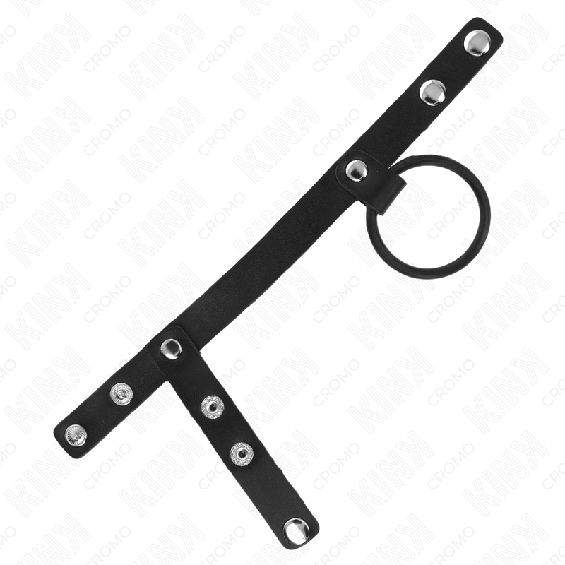 KINK - 3.8 CM SILICONE COCK RING WITH BALL DIVIDER AND 22 X 1.5 CM LEATHER STRAP
