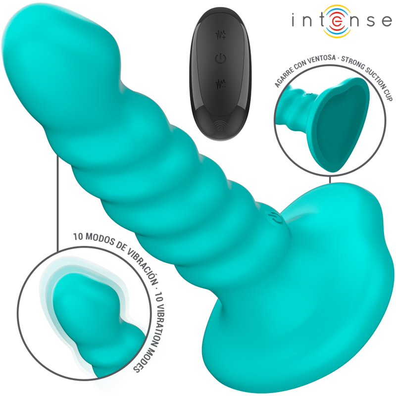 INTENSO - VIBRADOR BUFFY TAMANHO ESPIRAL DESIGN 10 VIBRAÇÕES CONTROLE REMOTO AZUL
