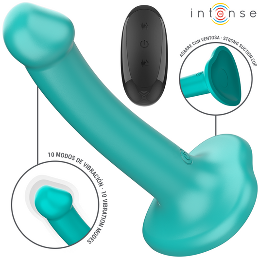 INTENSO - VIBRADOR KATIE COM VENTOSA 10 VIBRAÇÕES CONTROLE REMOTO AZUL