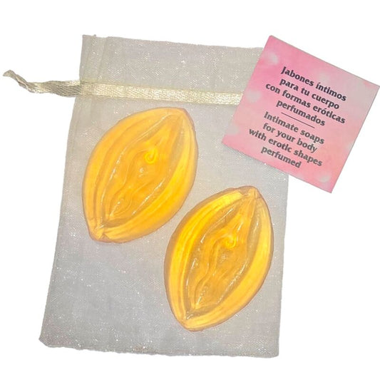 DIABLO PICANTE - 2 YELLOW VAGINA-SHAPED SCENTED SOAPS