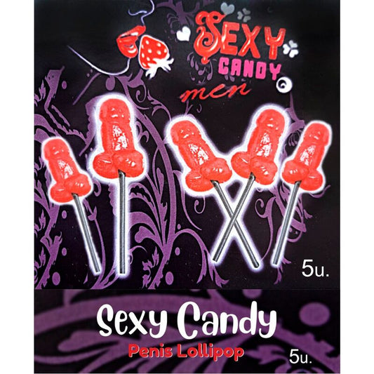 DIABLO PICANTE - BOX OF 5 PENIS-SHAPED LOLLIPOPS WITH CHERRIES