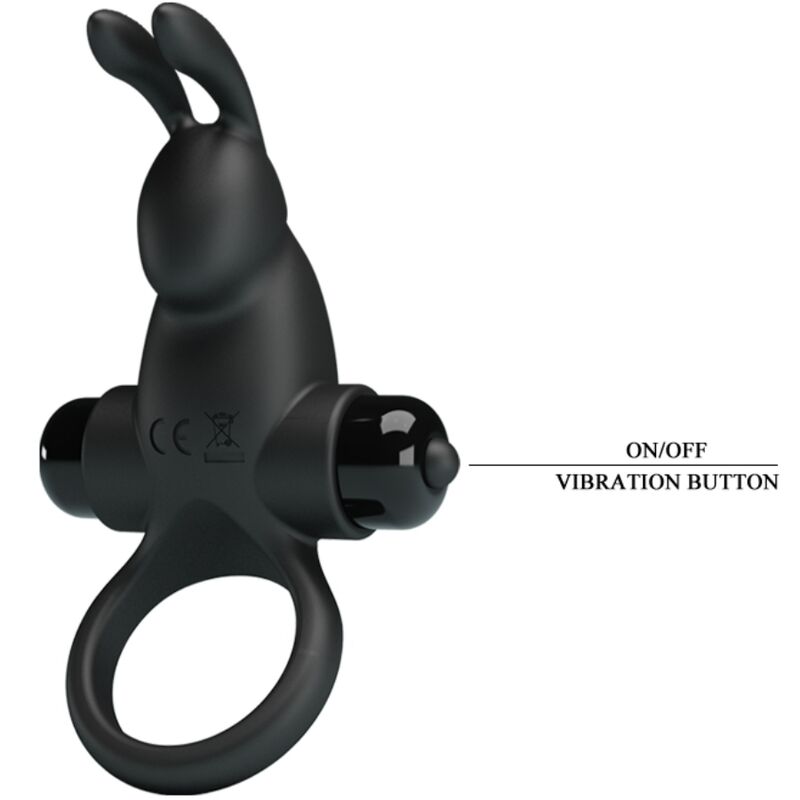 PRETTY LOVE - ANEL VIBRATÓRIO + ESTIMULADOR DE CLITÓRIS RABBIT 10 VIBRAÇÕES PRETO