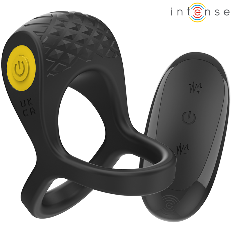 INTENSO - VIBRADOR ALEX DUPLO ANEL PÊNICO 10 VIBRAÇÕES PRETO