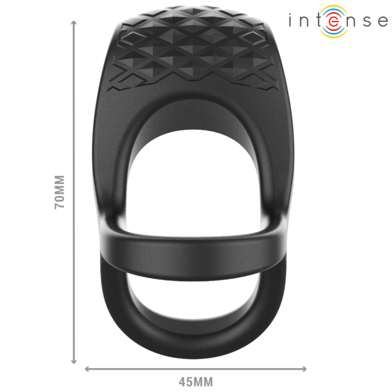 INTENSO - VIBRADOR ALEX DUPLO ANEL PÊNICO 10 VIBRAÇÕES PRETO
