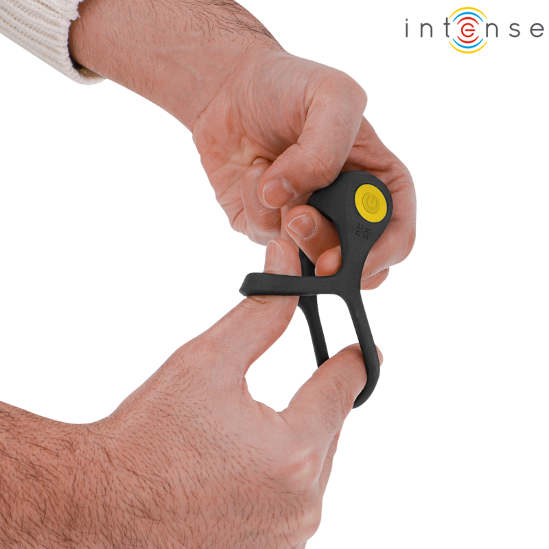 INTENSO - VIBRADOR ALEX DUPLO ANEL PÊNICO 10 VIBRAÇÕES PRETO