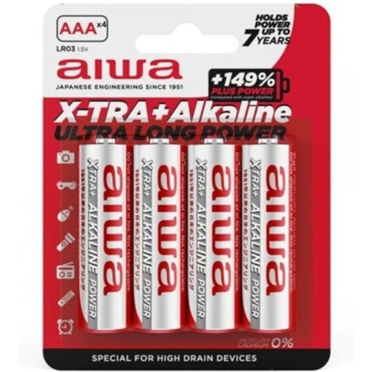 AIWA - PILHA ALCALINA X-TRA AAA LR03 BLISTER*4