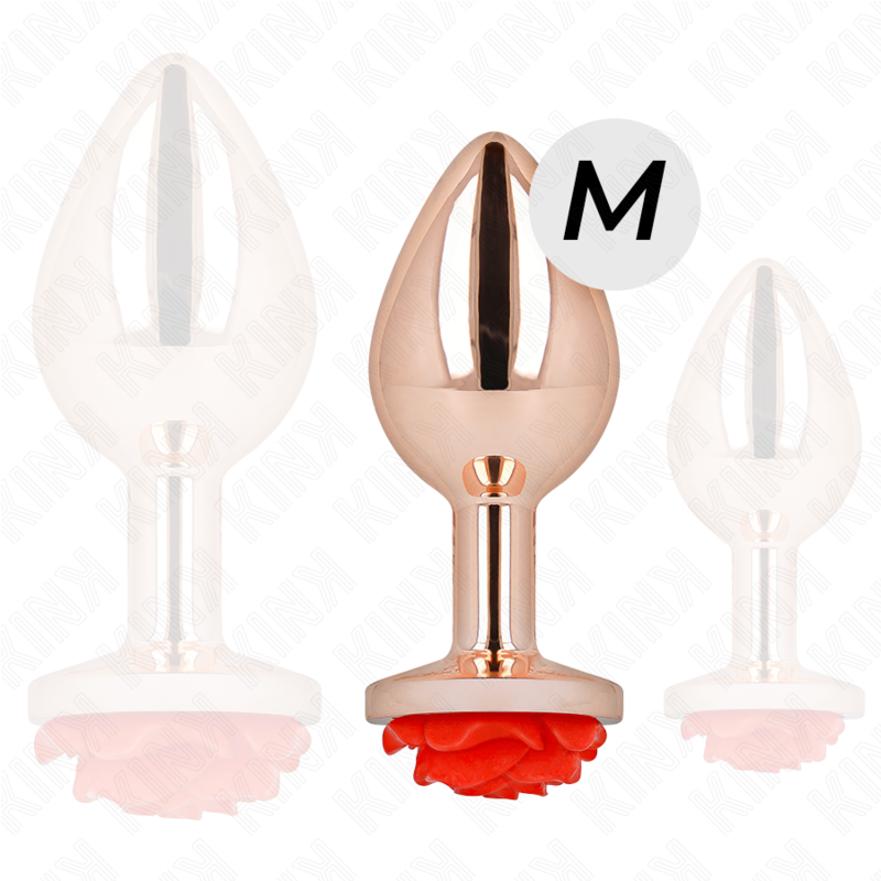 KINK - ROSE GOLD ANAL PLUG WITH RED ROSE M