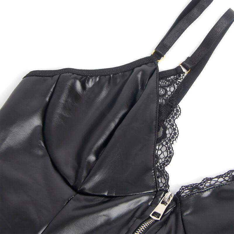 SUBBLIME - 955458 BODY DE COURO PRETO COM ZÍPER P/M