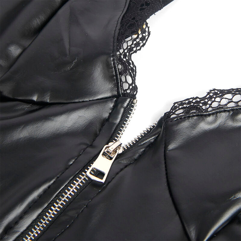 SUBBLIME - 955465 BODY DE COURO PRETO COM ZÍPER G/GG