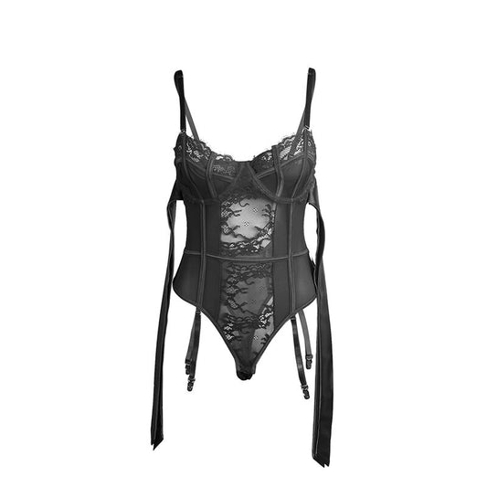 SUBBLIME - 955502 BODY DE RENDA COM LAÇO E SUSPENSE PRETO G/GG