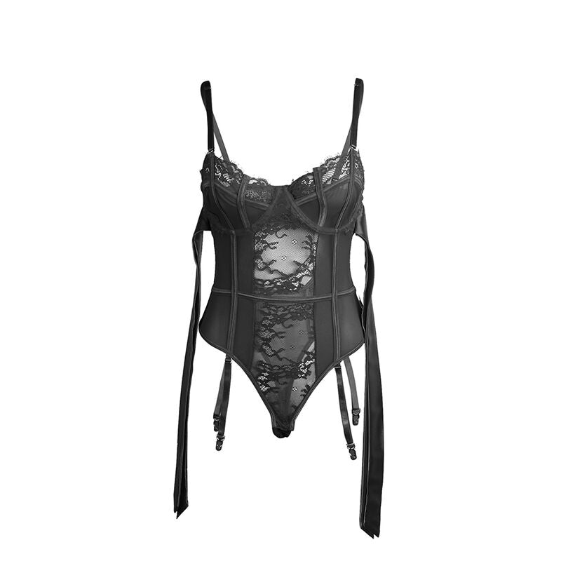 SUBBLIME - 955502 BODY DE RENDA COM LAÇO E SUSPENSE PRETO G/GG