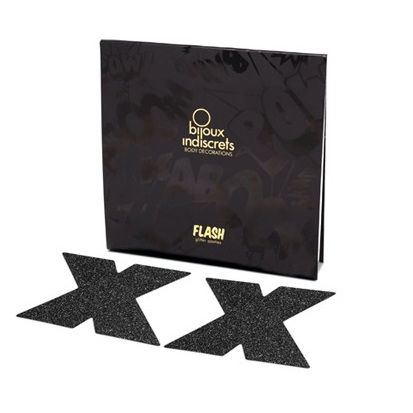 BIJOUX - INDISCRETS FLASH CROSS NIPPLE CAPS PRETO