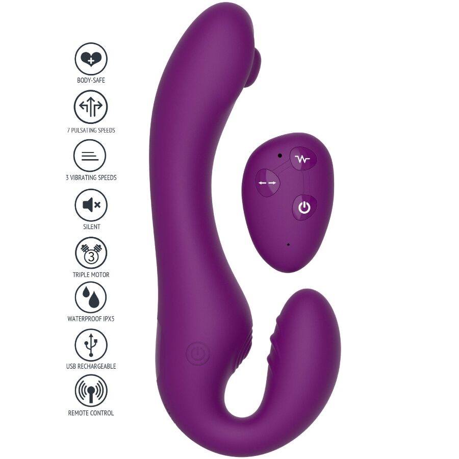 XOCOON - 2-IN-1 STRAPLESS VIBRATOR WITH REMOTE CONTROL, PURPLE
