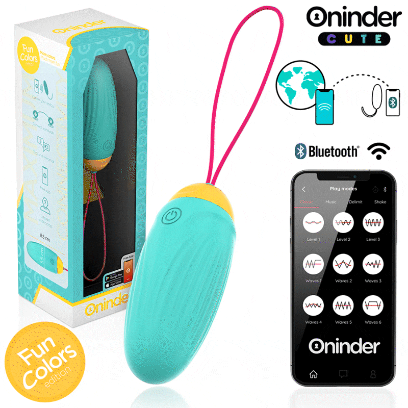 ONINDER CUTE - VIBRATING AND ROTATING SILICONE EGG WITH GEMSTONE - FREE WORLDWIDE APPLICATION