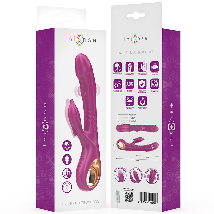 INTENSE - HALLE MULTIFUNCTION VIBRATOR WITH STIMULATING TONGUE PURPLE DOLPHIN