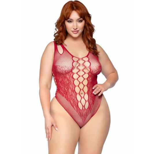 LEG AVENUE - 81641X BODY SANS COUTURE BORDEAUX TAILLE 1X/2X