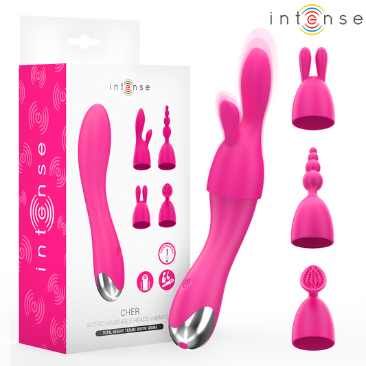 INTENSE - VIBRATEUR CHER AVEC 20 MODES DE MOUVEMENTS ET EMBOUTS INTERCHANGEABLES