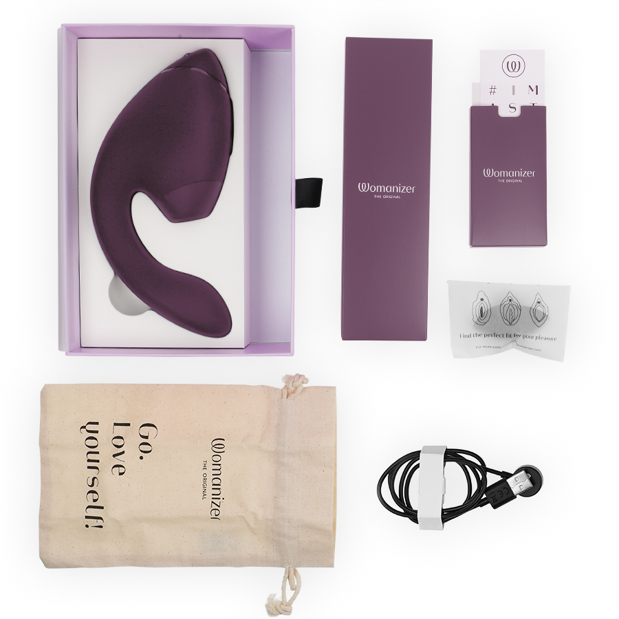 WOMANIZER - DUO NEXT CLITORAL AND G-SPOT STIMULATOR DOUBLE DARK PURPLE