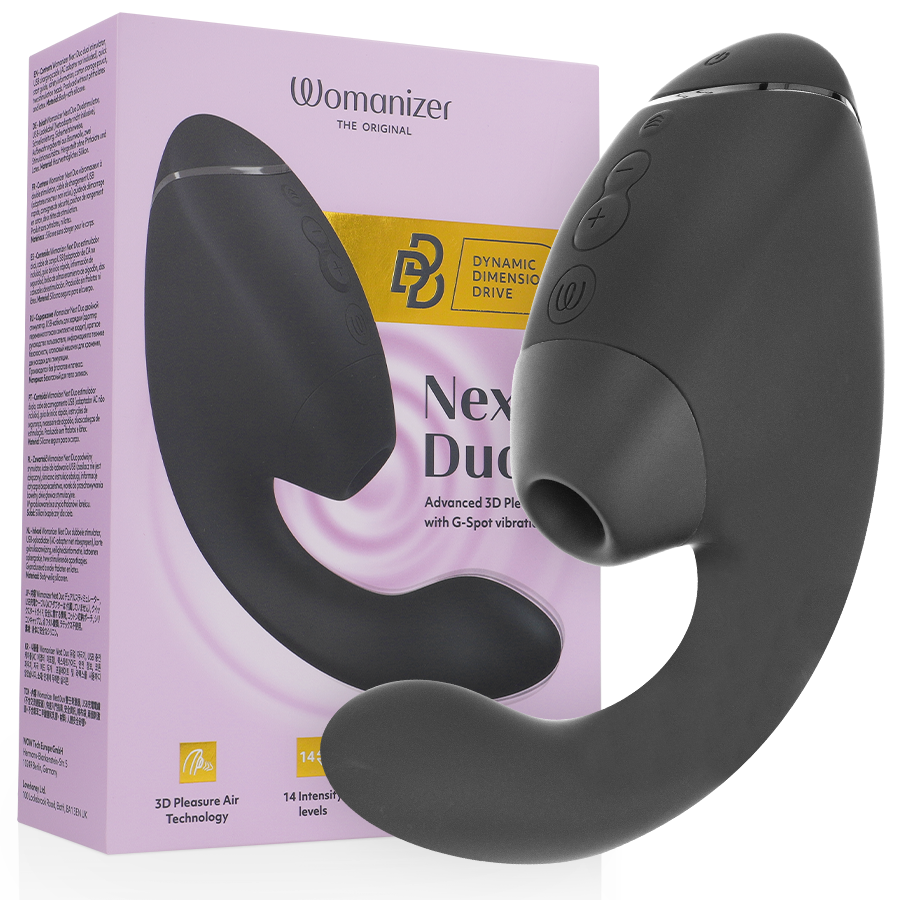 WOMANIZER - DUO NEXT DOUBLE BLACK CLITORAL AND G-SPOT STIMULATOR