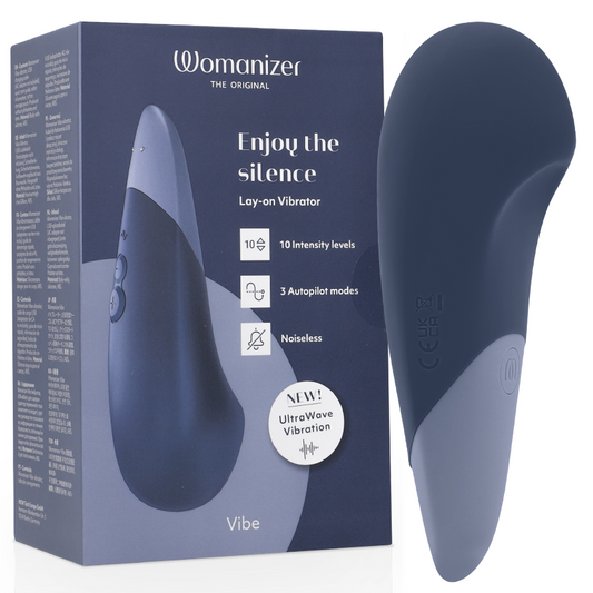 WOMANIZER - VIBE LAY-ON VIBRATEUR SILENCIEUX BLEU FONCÉ