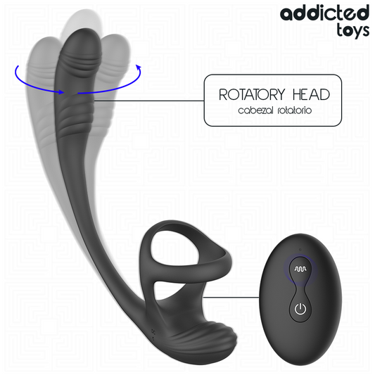 ADDICTED TOYS - ANAL PLUG WITH VIBRATION, 360° RIBBERATION AND TESTICLE STIMULATOR