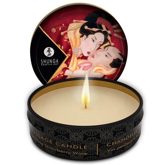 SHUNGA - MINI VELA DE MORANGO CARESS E VELA DE MASSAGEM CAVA 30 ML