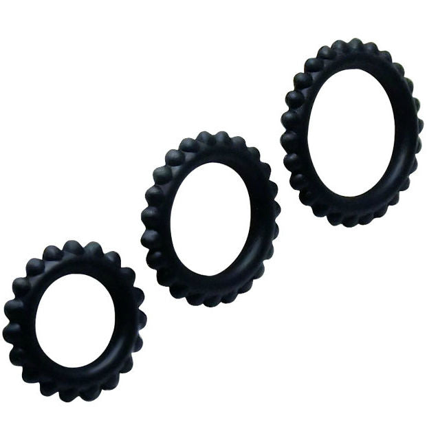 BAILE - TITAN CONJUNTO 3 PEÇAS ANEL PÊNICO PRETO 2,8 + 2,4 + 1,9 CM 