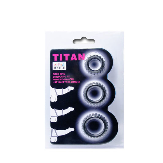 BAILE - TITAN CONJUNTO 3 PEÇAS ANEL PÊNICO PRETO 2,8 + 2,4 + 1,9 CM 