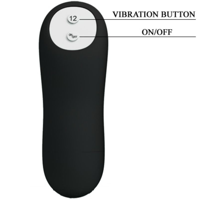 PRETTY LOVE - EXTRA STIMULATION SILICONE ANAL PLUG AND 12 VIBRATION MODES BLACK