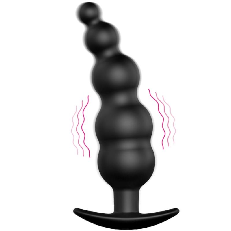 PRETTY LOVE - EXTRA STIMULATION SILICONE ANAL PLUG AND 12 VIBRATION MODES BLACK