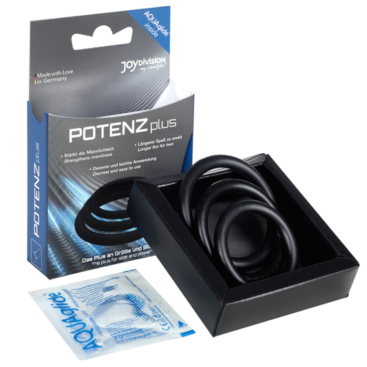 JOYDIVISION POTENZDUO - CONJUNTO PLUS DE 3 ANÉIS PRETOS - P, M, G