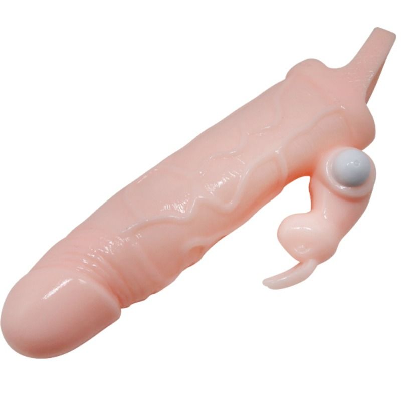 BAILE - BRAVE MAN CAPA PARA PÊNIS COM CARNE DE COELHO E MOTOR DUPLO 16,5 CM
