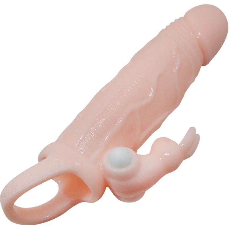BAILE - BRAVE MAN CAPA PARA PÊNIS COM CARNE DE COELHO E MOTOR DUPLO 16,5 CM