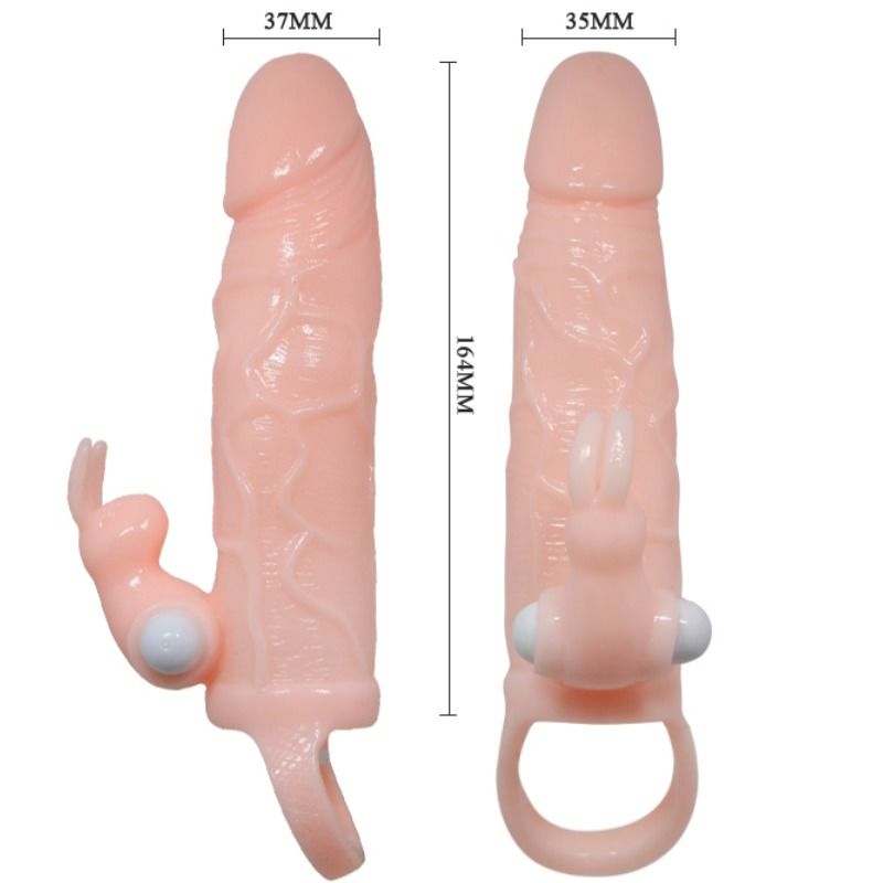 BAILE - BRAVE MAN CAPA PARA PÊNIS COM CARNE DE COELHO E MOTOR DUPLO 16,5 CM