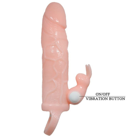 BAILE - BRAVE MAN CAPA PARA PÊNIS COM CARNE DE COELHO E MOTOR DUPLO 16,5 CM