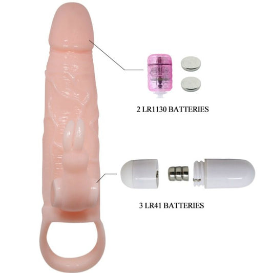 BAILE - BRAVE MAN CAPA PARA PÊNIS COM CARNE DE COELHO E MOTOR DUPLO 16,5 CM