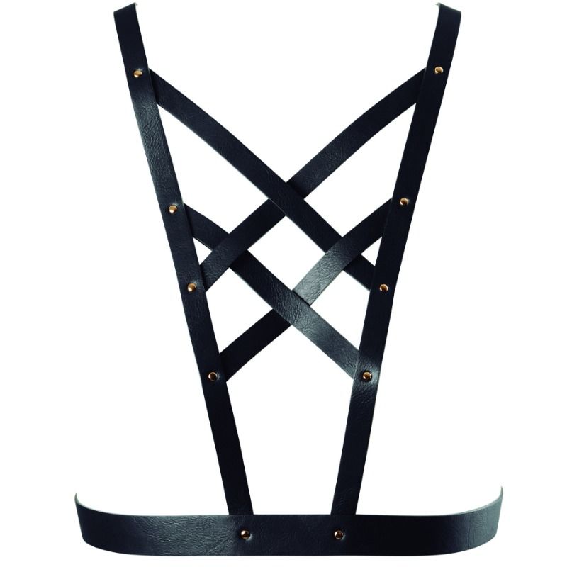 BIJOUX - INDISCRETS MAZE CROSS HARNESS COM GOLA PRETA
