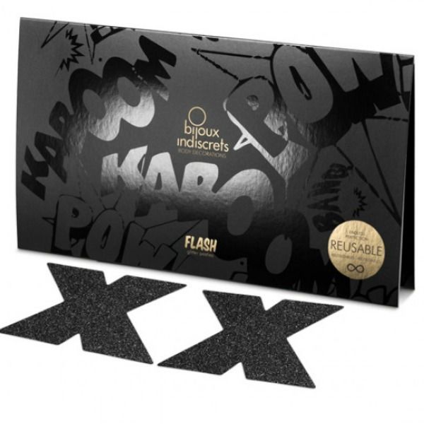 BIJOUX - INDISCRETS FLASH CROSS NIPPLE CAPS PRETO