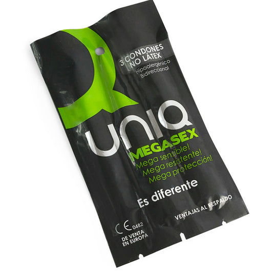 UNIQ - MEGASEX PRESERVATIVOS SEM LÁTEX 3 UNIDADES